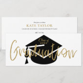 Moderne, einfache Black and Gold Graduation Party Einladung (Vorne/Hinten)