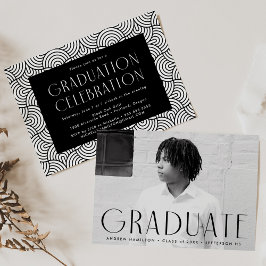 Moderne, einfache Black Foto Graduation Party Einladung