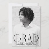 Moderne, einfache Black Foto Graduation Party Einladung (Vorderseite)