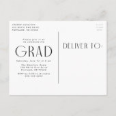 Moderne, einfache Black Foto Graduation Party Einladungspostkarte (Rückseite)