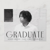 Moderne, einfache Black Foto Graduation Party Einladungspostkarte (Vorderseite)