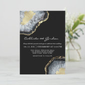 Moderne einfache Black Gold Agate Geode Wedding Einladung (Stehend Vorderseite)