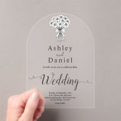 Moderne einfache Black & White Bridal Bouquet Wedd Acryleinladungen (Insitu (Handheld))