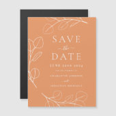 Moderne, einfache Blätter Apricot Wedding Magnetkarte (Vorne/Hinten)