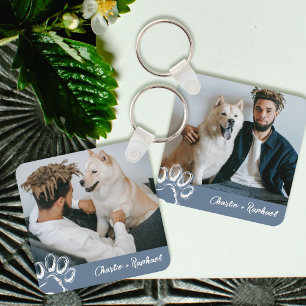 Moderne einfache blaue Hunde-Liebhaber-Pet-Foto-Pf Schlüsselanhänger