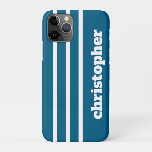Moderne einfache blaue Pool-Monogramm-Name Case-Mate iPhone Hülle (Rückseite)