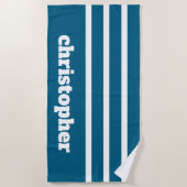 Moderne einfache blaue Pool-Monogramm-Name Strandtuch (Vorderseite)