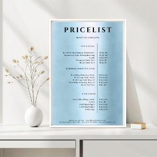 Moderne einfache blaue Salon-Preisliste Poster