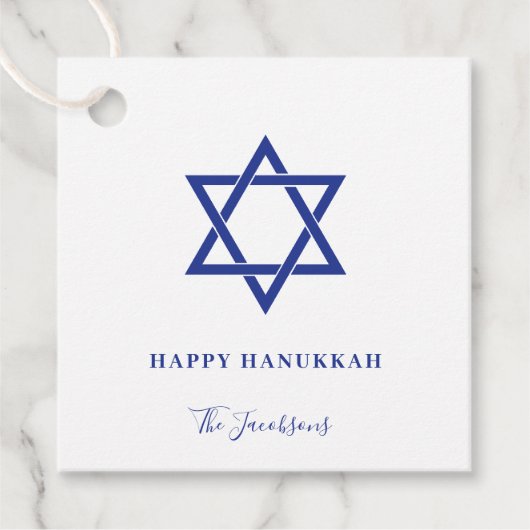 Moderne einfache blaue Star von David Hanukkah Geschenkanhänger (Vorderseite)