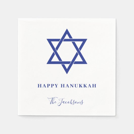 Moderne einfache blaue Star von David Hanukkah Serviette (Vorderseite)