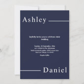 Moderne, einfache, blaue, zarte Hochzeit Einladung (Vorderseite)