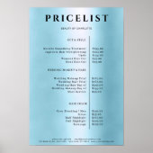 Moderne, einfache Blue Salon-Preisliste Poster (Vorne)