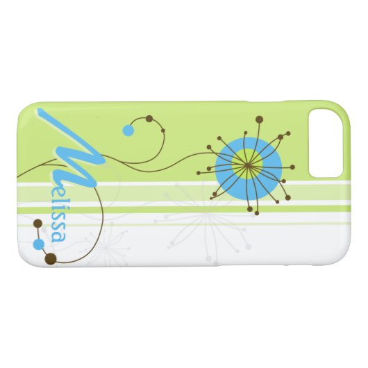 Moderne, einfache Blume Grün Ihren Namen Case-Mate iPhone Hülle (Rückseite (Horizontal))