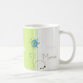 Moderne, einfache Blume Grün Ihren Namen Kaffeetasse