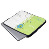 Moderne, einfache Blume Grün Ihren Namen Laptopschutzhülle (Vorne Knopf)