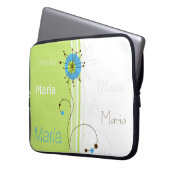 Moderne, einfache Blume Grün Ihren Namen Laptopschutzhülle (Vorderseite Links)
