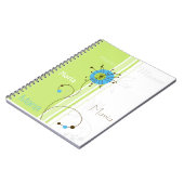 Moderne, einfache Blume Grün Ihren Namen Notizblock (Linke Seite)