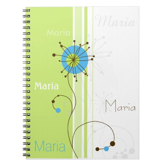 Moderne, einfache Blume Grün Ihren Namen Notizblock (Vorderseite)
