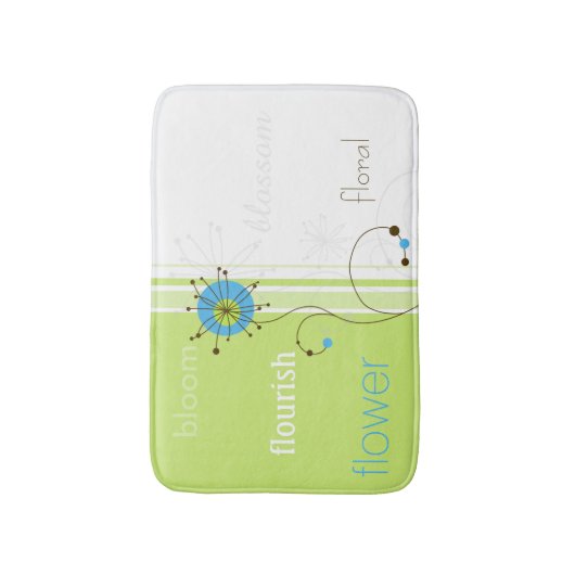 Moderne, einfache Blume Grüne Typografie Badematte (Vorderseite Vertikal)