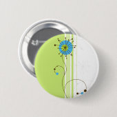 Moderne, einfache Blume Grüne Typografie Button (Vorne & Hinten)