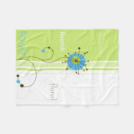 Moderne, einfache Blume Grüne Typografie Fleecedecke (Vorderseite (Horizontal))