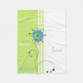 Moderne, einfache Blume Grüne Typografie Fleecedecke