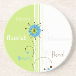 Moderne, einfache Blume Grüne Typografie Getränkeuntersetzer