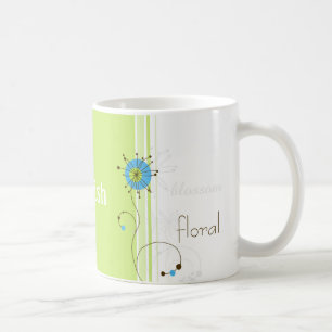 Moderne, einfache Blume Grüne Typografie Kaffeetasse