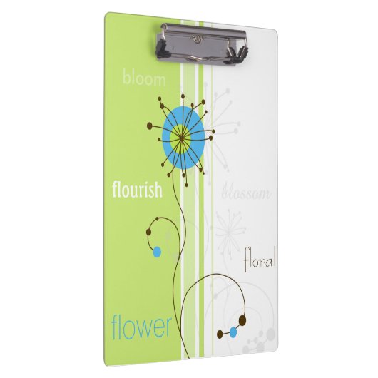 Moderne, einfache Blume Grüne Typografie Klemmbrett (Rechts)