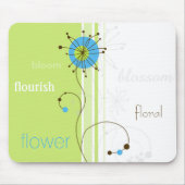 Moderne, einfache Blume Grüne Typografie Mousepad (Vorne)