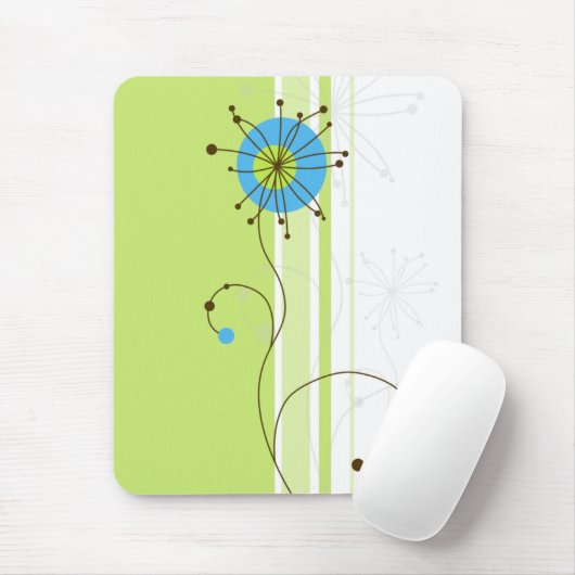 Moderne, einfache Blume Grüne Typografie Mousepad (Mit Mouse)