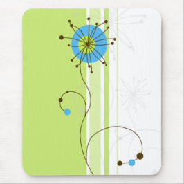 Moderne, einfache Blume Grüne Typografie Mousepad