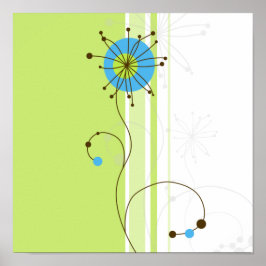 Moderne, einfache Blume Grüne Typografie Poster