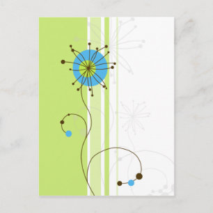 Moderne, einfache Blume Grüne Typografie Postkarte