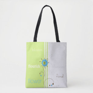 Moderne, einfache Blume Grüne Typografie Tasche