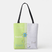 Moderne, einfache Blume Grüne Typografie Tasche (Rückseite)