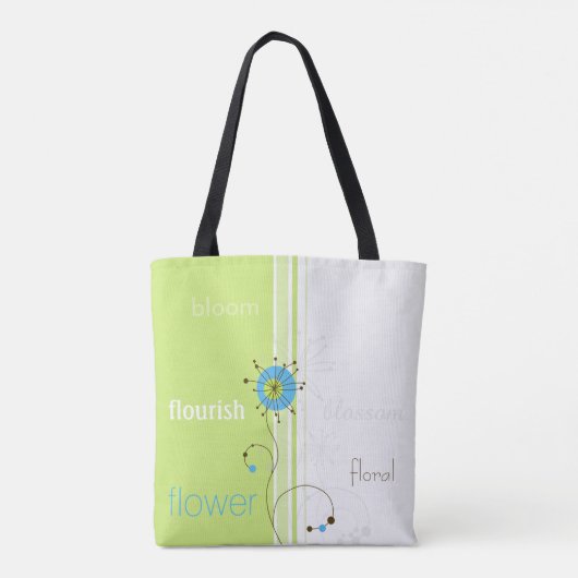 Moderne, einfache Blume Grüne Typografie Tasche (Rückseite)