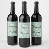 Moderne, einfache Blume im Mint Wedding Wine Label Weinetikett (Flaschen)