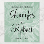 Moderne, einfache Blume im Mint Wedding Wine Label Weinetikett (Einzelnes Label)