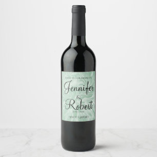 Moderne, einfache Blume im Mint Wedding Wine Label Weinetikett