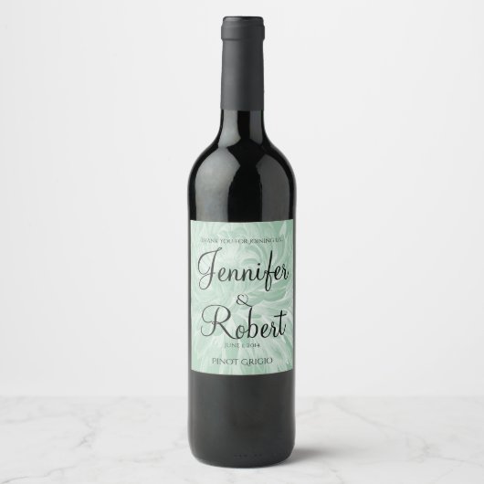 Moderne, einfache Blume im Mint Wedding Wine Label Weinetikett (Vorderseite)