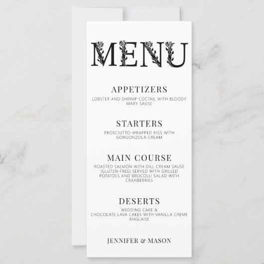 Moderne, einfache, blumengeschmückte Hochzeitskart (Vorderseite)