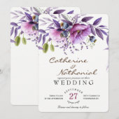 Moderne, einfache Blumenhochzeit Einladung (Vorne/Hinten)