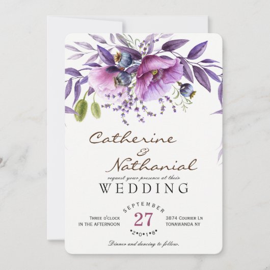Moderne, einfache Blumenhochzeit Einladung (Vorderseite)