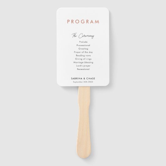 Moderne, einfache Blush-Hochzeitsprogramme Fächer (Vorderseite)