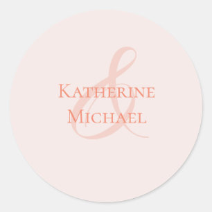 Moderne, einfache Blush-Wedding- Runder Aufkleber