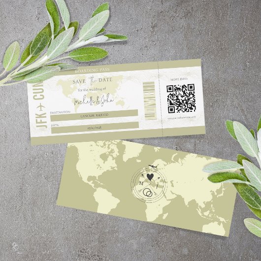 Moderne Einfache Boarding Pass Hochzeit in Urlaubs Einladung