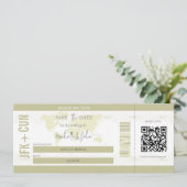 Moderne Einfache Boarding Pass Hochzeit in Urlaubs Einladung (Stehend Vorderseite)