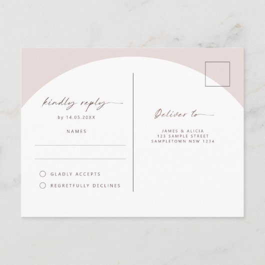 Moderne, einfache Bohemische Arch-UAWG-Antwortkart Postkarte (Rückseite)