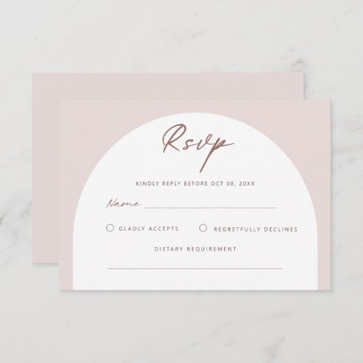 Moderne, einfache Bohemische Arch-UAWG-Antwortkart RSVP Karte (Vorne/Hinten)